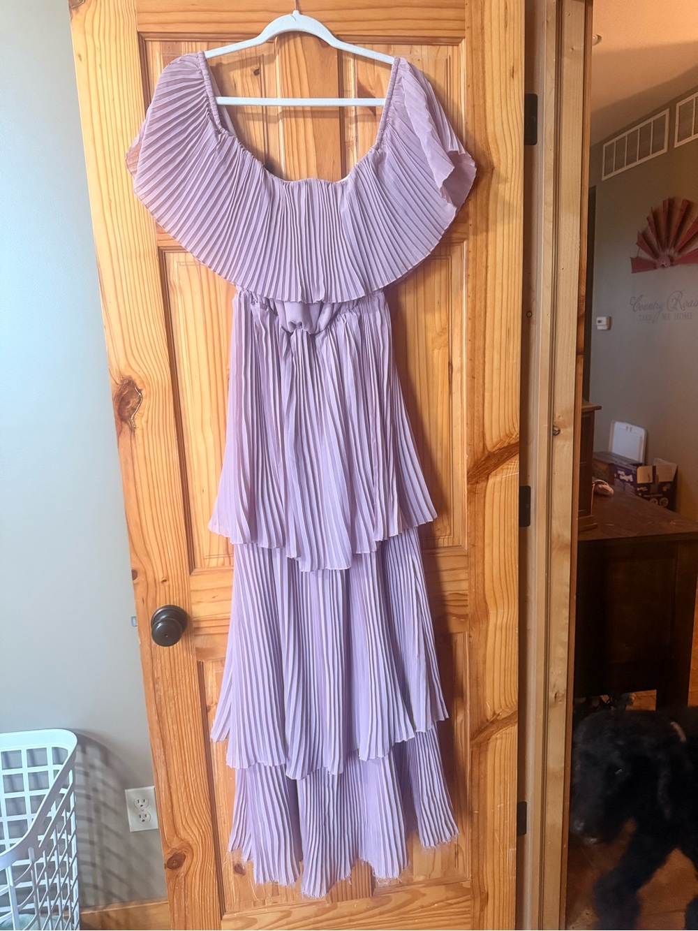 Women's Pleated Tiered Off-Shoulder Dress